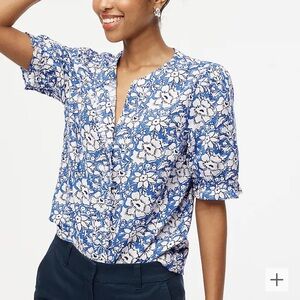 J Crew Factory Linen Blend Ruffle Top  Small